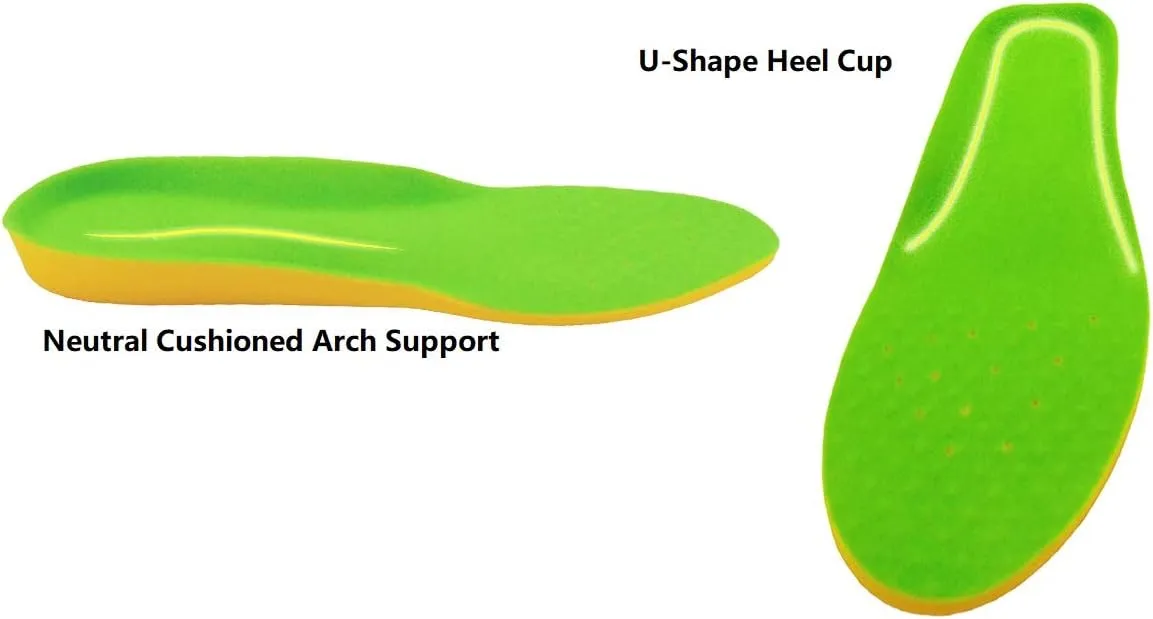 1 Pair Wide Fit Insoles Plantar Fasciitis Orthotics PU Memory Foam Comfort Shoe Inserts for Men and Women, Cushioned Arch Support, Shock Absorption and Foot Pain Relief (Men 9-11/Women 10-12)