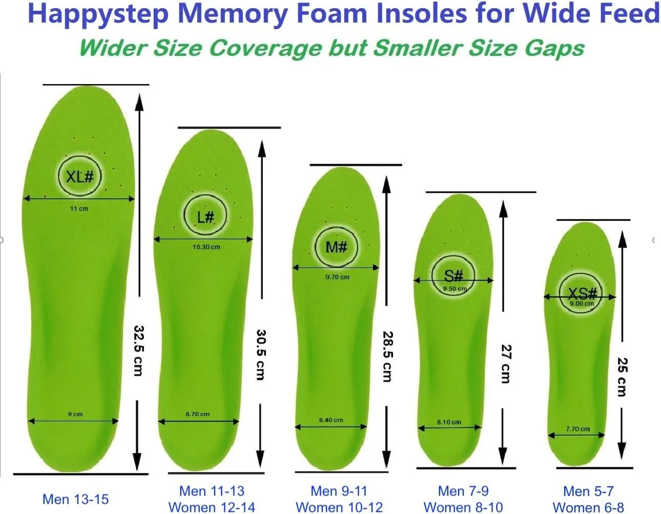 1 Pair Wide Fit Insoles Plantar Fasciitis Orthotics PU Memory Foam Comfort Shoe Inserts for Men and Women, Cushioned Arch Support, Shock Absorption and Foot Pain Relief (Men 9-11/Women 10-12)