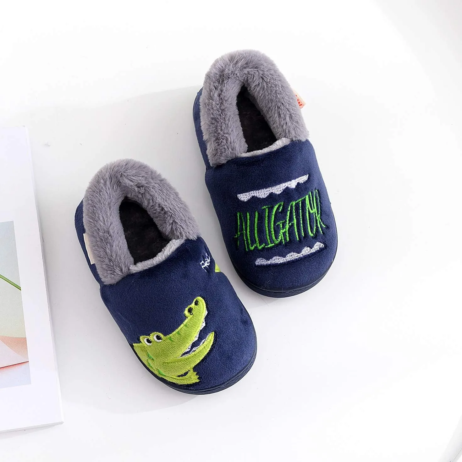 Ainikas Toddler Boys Girls Slippers Fluffy Little Kids House Slippers Warm Fur Cute Animal Home Slipper