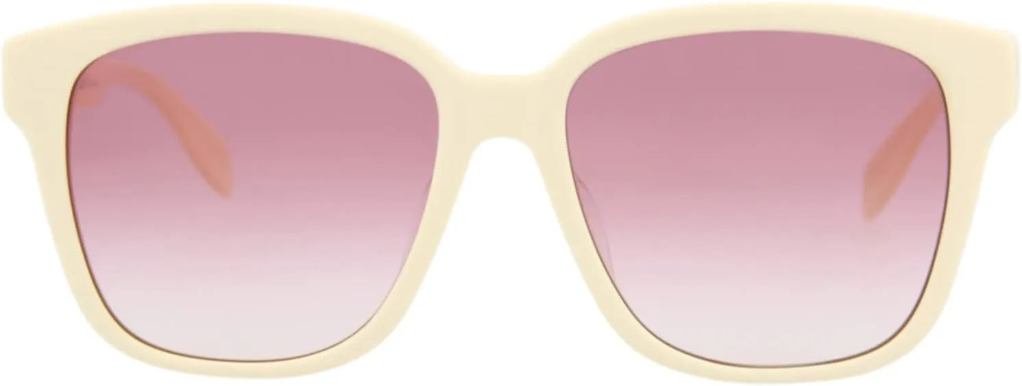 Alexander McQueen Square/Rectangle Sunglasses White White Pink Luxury Eyewear Made In Italy Acetate Frame Designer Fashion for Everyday Luxury