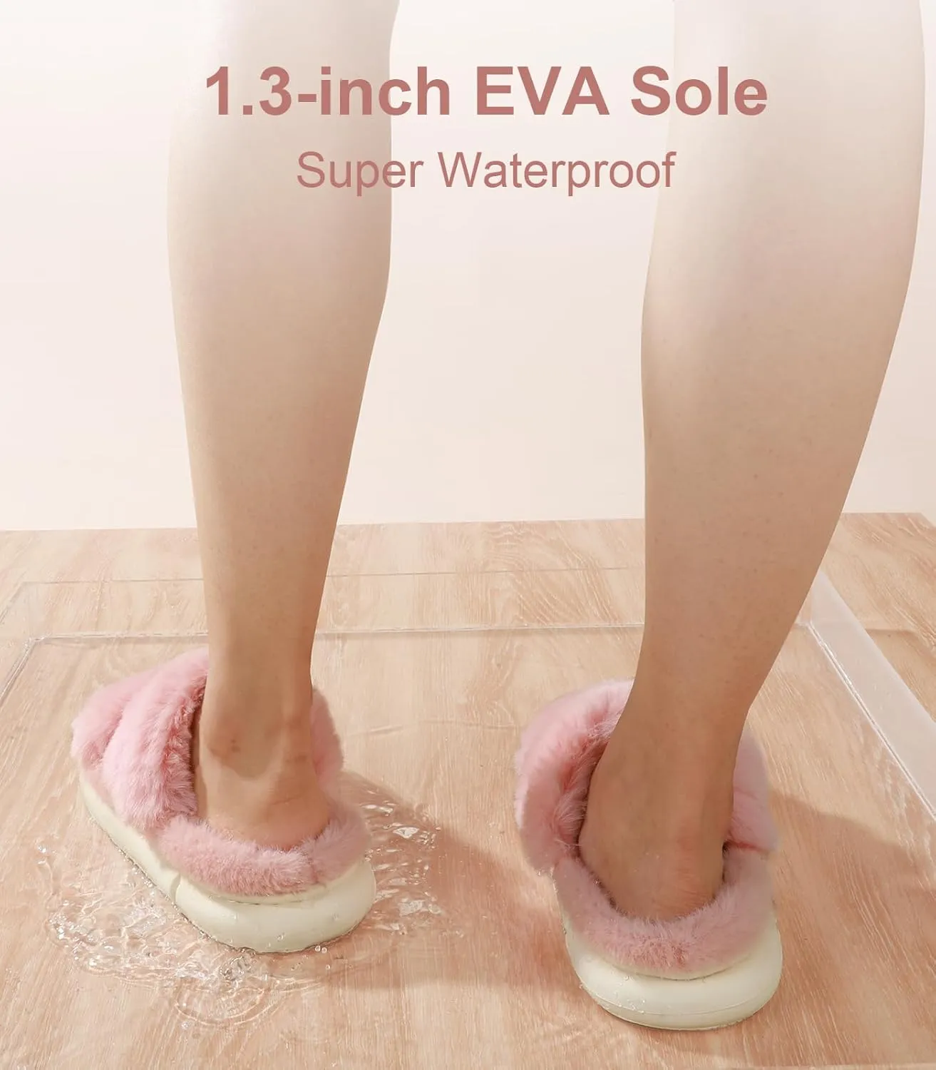 Ankis Fuzzy Slippers for Women - Ultra-Soft Skin-friendly Dual-Strap Furry Slippers | EVA Cushioned Non-Slip Sole | Cozy Memory Foam Women House Slippers | Indoor and Outdoor Cloud Slippers