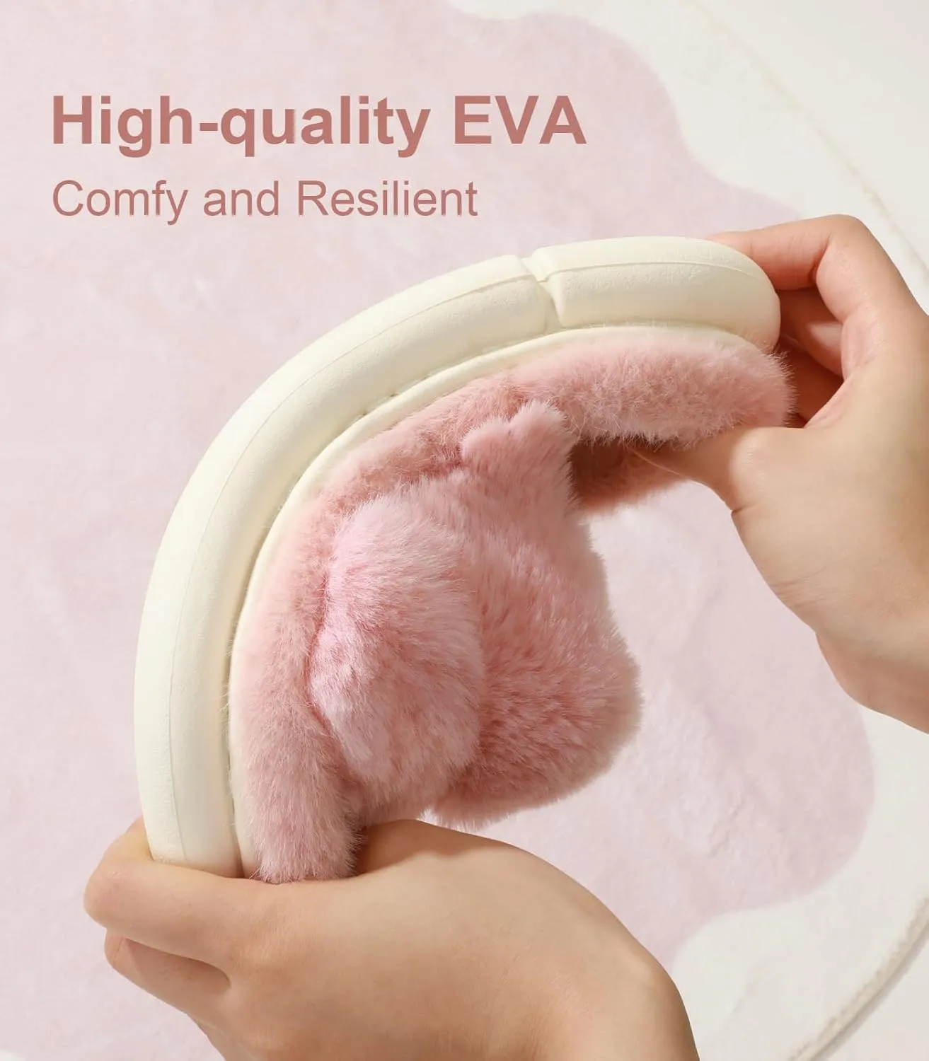 Ankis Fuzzy Slippers for Women - Ultra-Soft Skin-friendly Dual-Strap Furry Slippers | EVA Cushioned Non-Slip Sole | Cozy Memory Foam Women House Slippers | Indoor and Outdoor Cloud Slippers