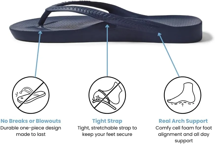 Archies Arch Support Flip Flops for Men & Women  Orthotic Sandals for Plantar Fasciitis Relief  Lightweight, Cushioning, Shock-Absorbing Thong Sandals for Walking, Foot Pain & All-Day Comfort