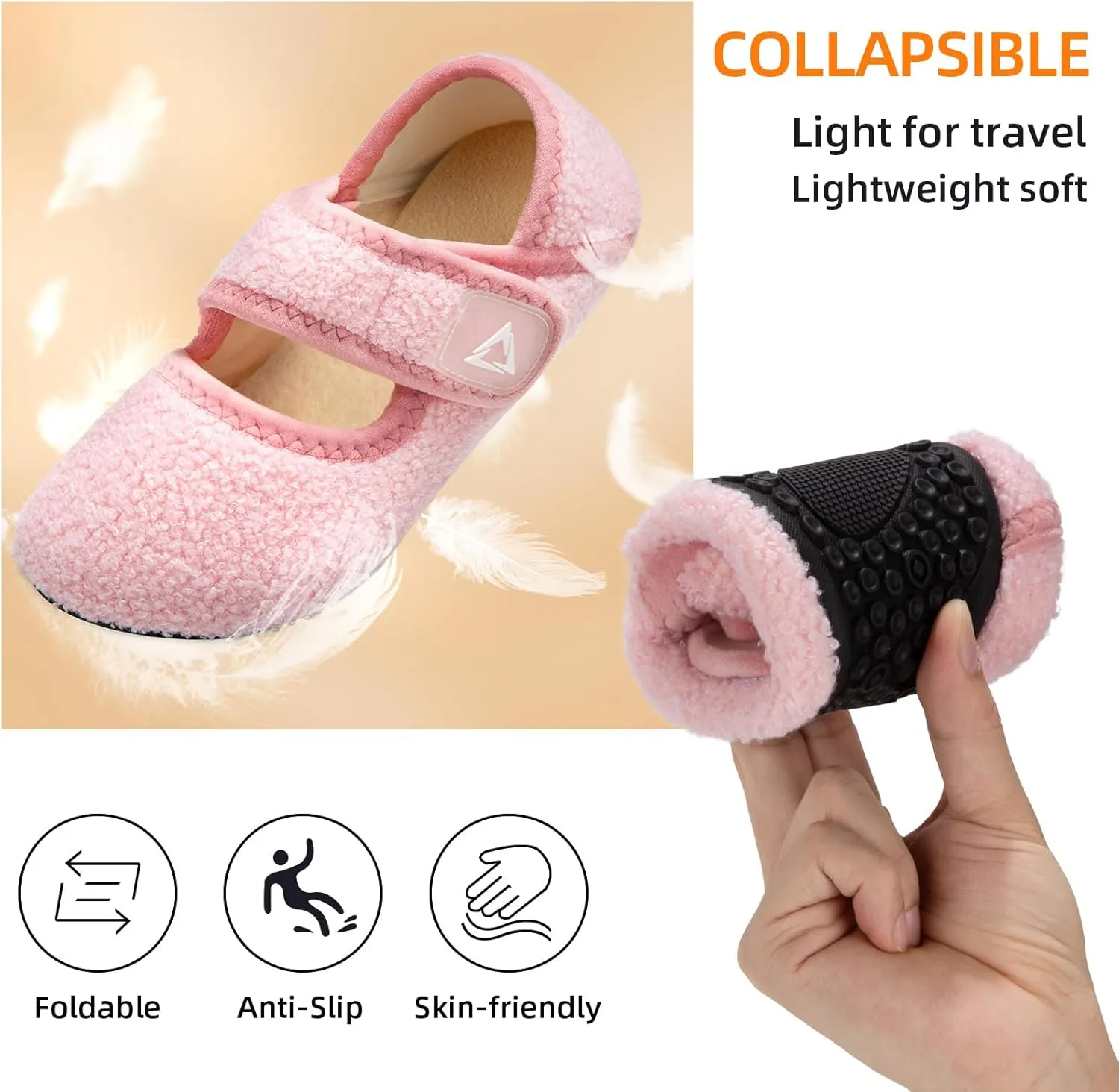 ATHMILE House Slippers for Women Men Indoor Barefoot Socks Wide Diabetic Shoes Adjustable House Slippers for Home Travel