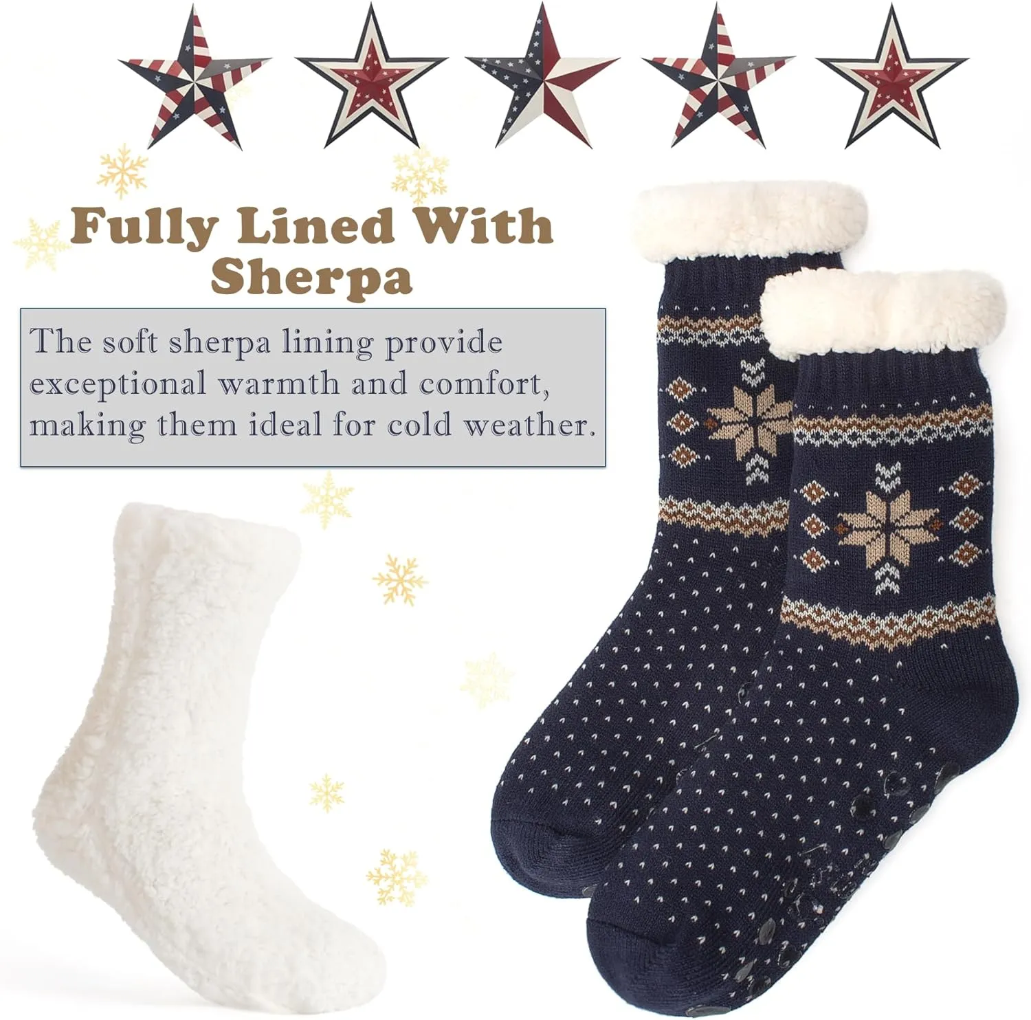 Cozylook Women's Fuzzy Slipper Socks with Non-Slip Grippers, Cozy Fluffy Sherpa Lined, Cute Christmas Gifts