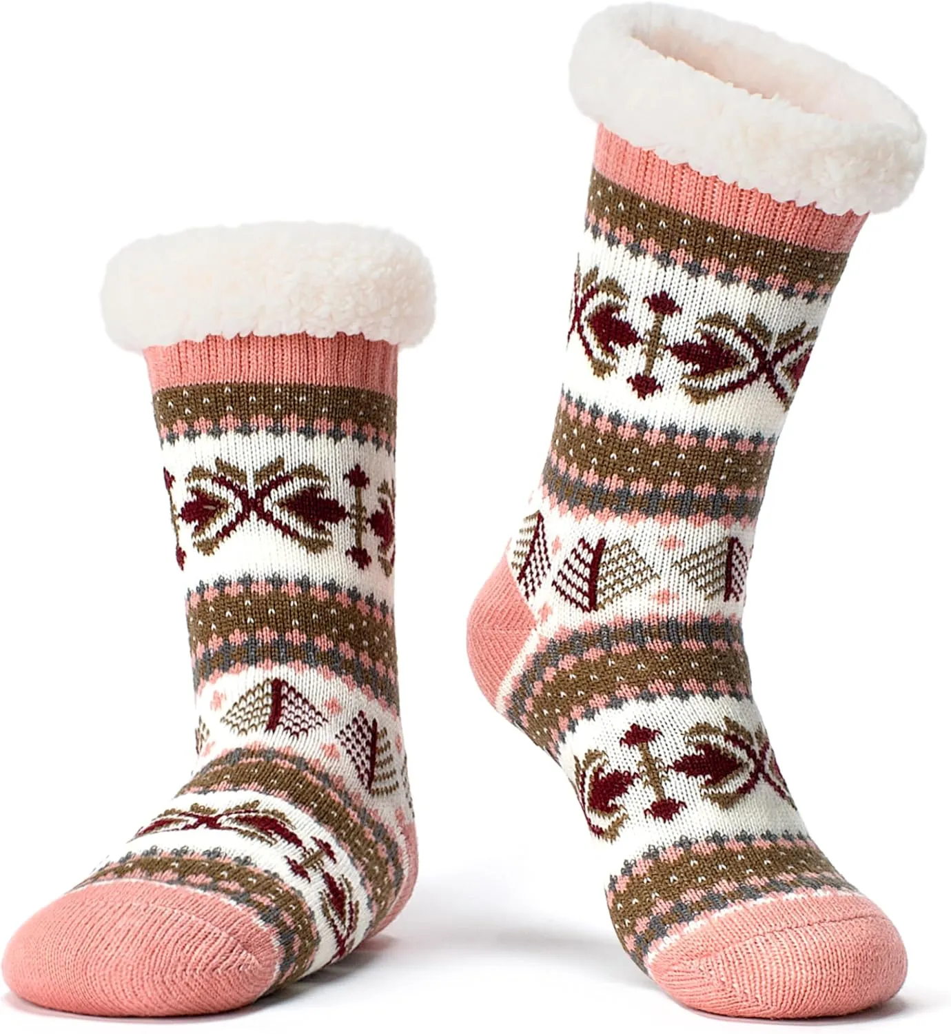 Cozylook Women's Fuzzy Slipper Socks with Non-Slip Grippers, Cozy Fluffy Sherpa Lined, Cute Christmas Gifts