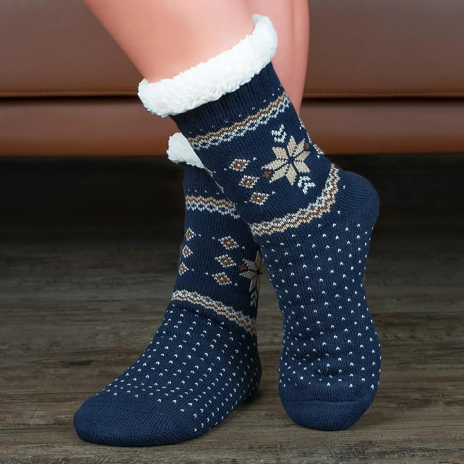 Cozylook Women's Fuzzy Slipper Socks with Non-Slip Grippers, Cozy Fluffy Sherpa Lined, Cute Christmas Gifts