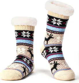 Cozylook Women's Fuzzy Slipper Socks with Non-Slip Grippers, Cozy Fluffy Sherpa Lined, Cute Christmas Gifts