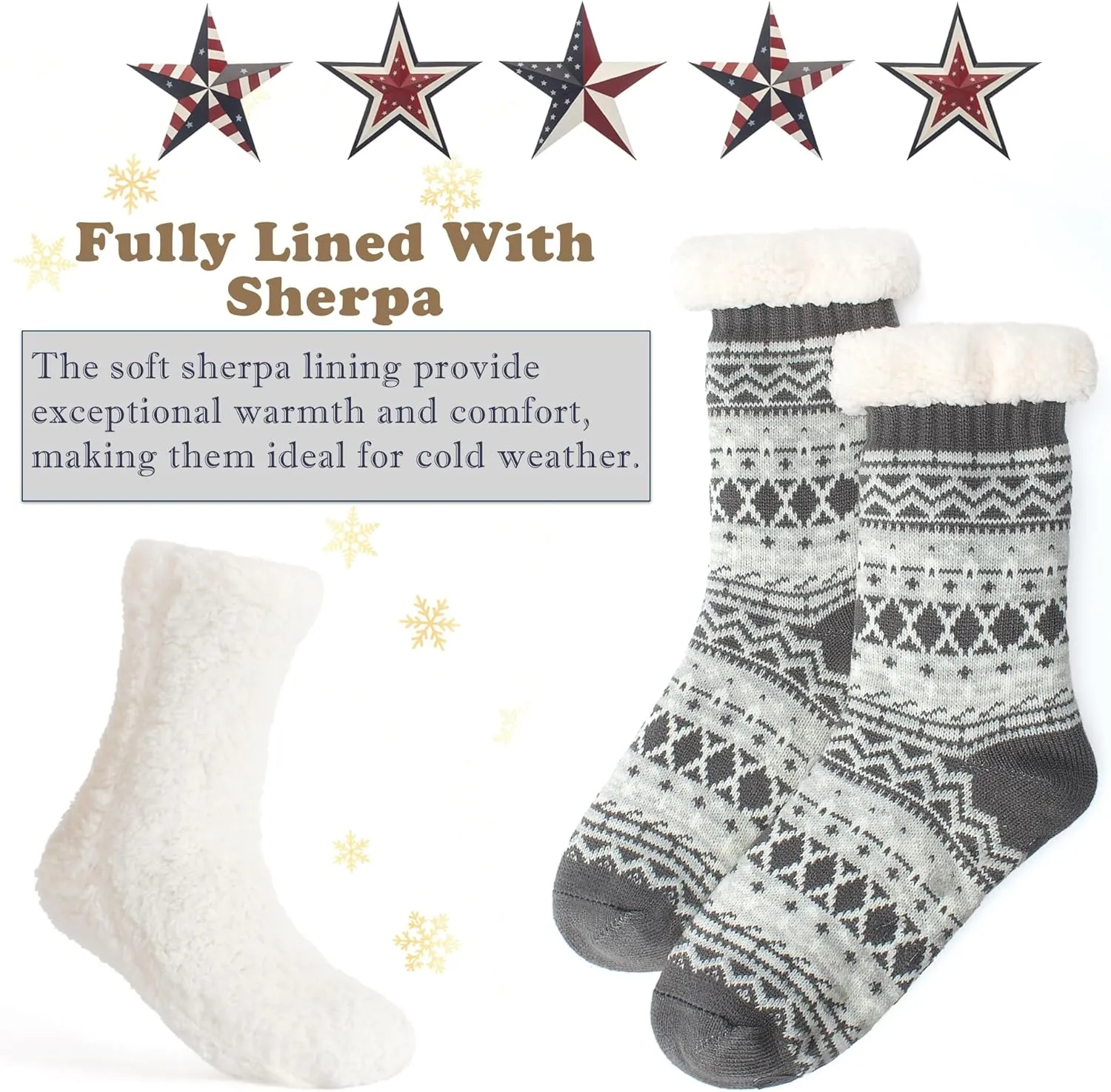 Cozylook Women's Fuzzy Slipper Socks with Non-Slip Grippers, Cozy Fluffy Sherpa Lined, Cute Christmas Gifts