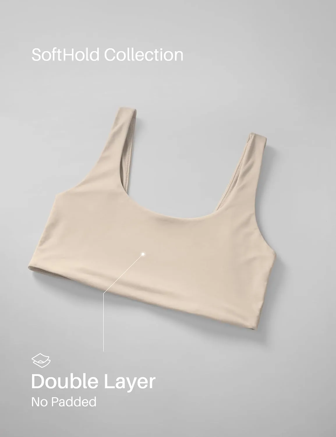 CRZ YOGA Softhold Women's Double Lined U Back Bralettes - Scoop Neck Unlined T-Shirt Everyday Bras Smooth Wireless Cami