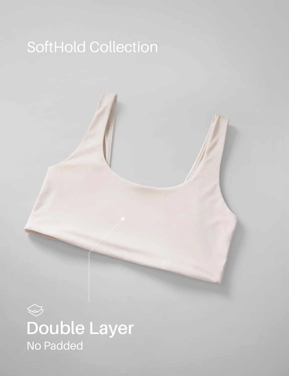 CRZ YOGA Softhold Women's Double Lined U Back Bralettes - Scoop Neck Unlined T-Shirt Everyday Bras Smooth Wireless Cami