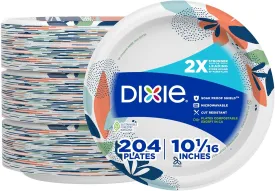 Dixie Large Paper Plates, 10 Inch, 86 Count, 2X Stronger*, Microwave-Safe, Soak-Proof, Cut Resistant, Disposable Plates For Everyday Breakfast, Lunch, & Dinner Meals