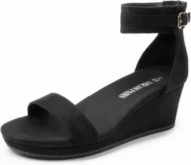 DREAM PAIRS Women's Open Toe Buckle Ankle Strap Platform Wedge Sandals Summer Shoes.