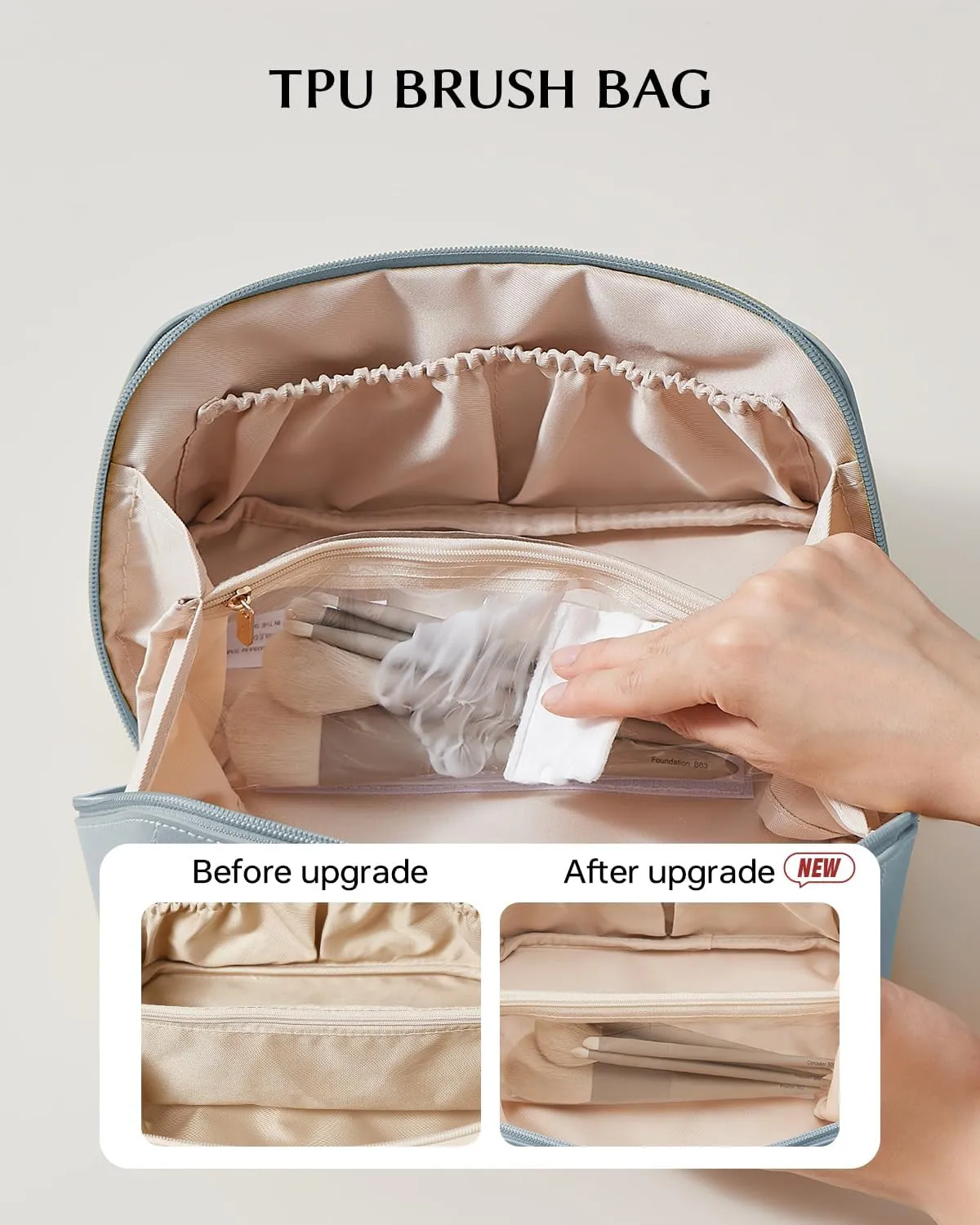 EACHY Travel Makeup Bag,Large Capacity Cosmetic Bags for Women,Waterproof Portable Pouch Open Flat Toiletry Bag Make up Organizer with Divider and Handle