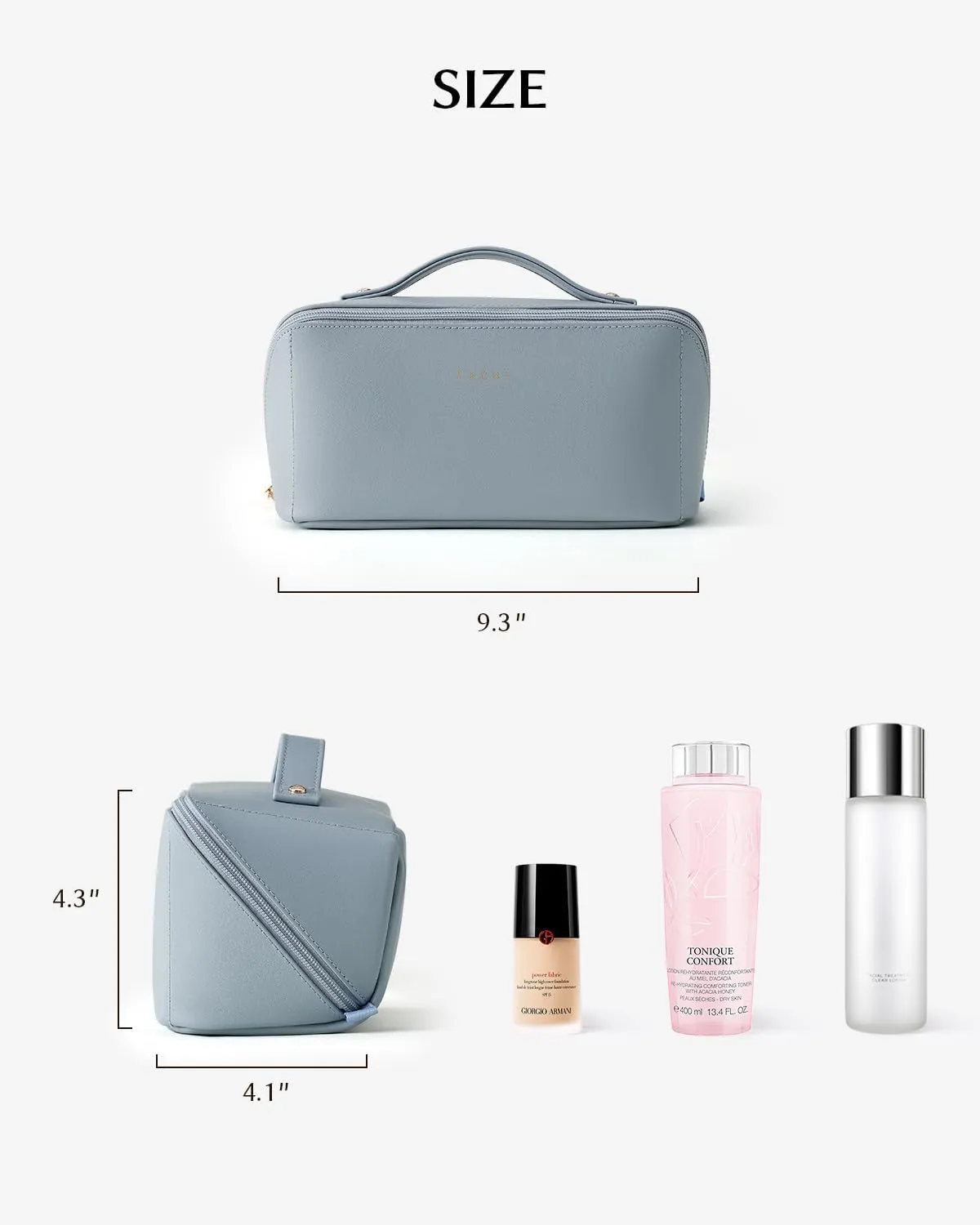 EACHY Travel Makeup Bag,Large Capacity Cosmetic Bags for Women,Waterproof Portable Pouch Open Flat Toiletry Bag Make up Organizer with Divider and Handle
