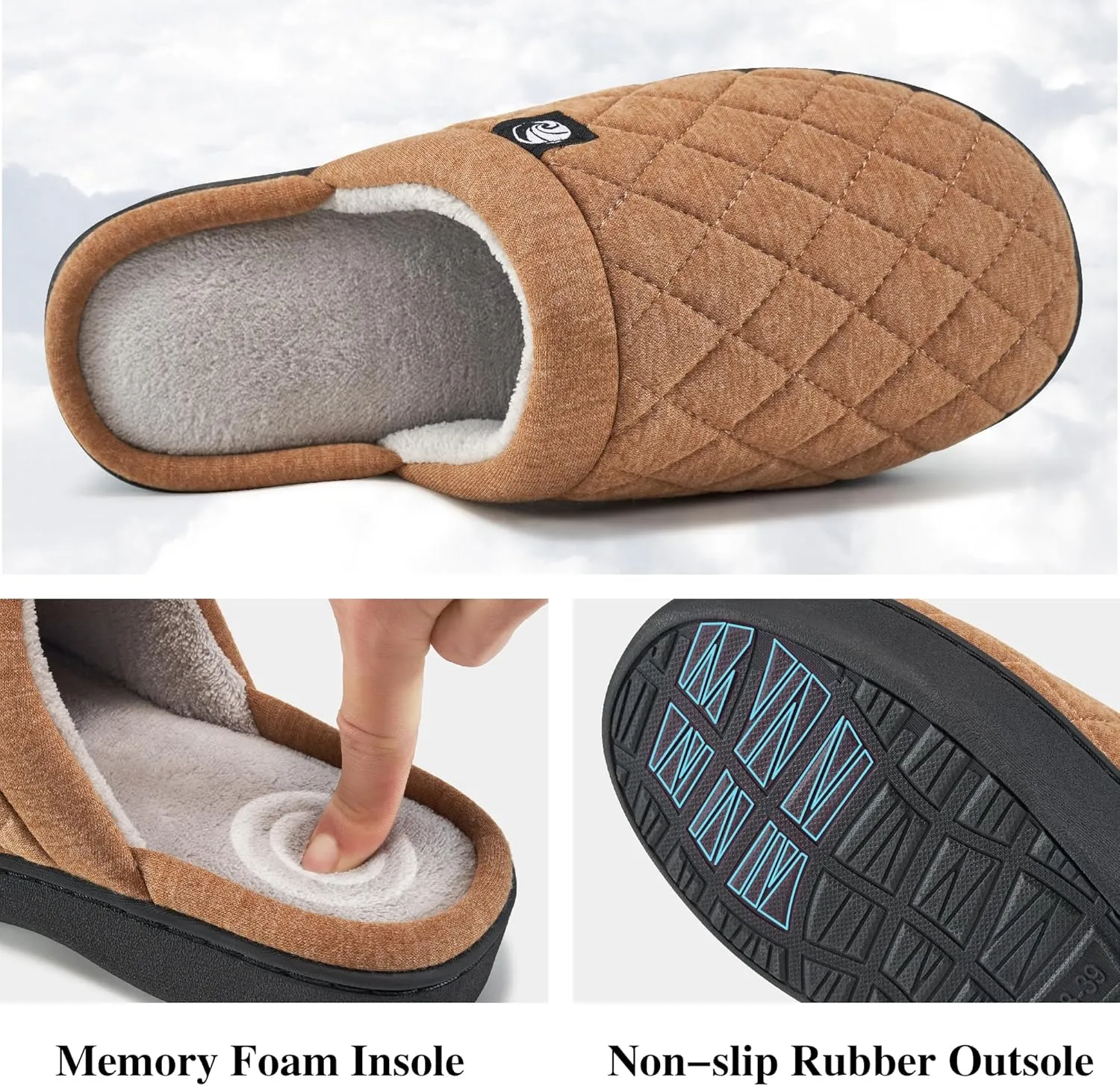 Ecetana Women's & Men's Memory Foam Bedroom Slippers - Comfortable Fuzzy Indoor/Outdoor House Shoes
