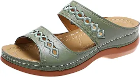 Flip Flops for Women Slip Resistant Soft Cushion Open Toe Slip On Wedge Heel Summer Outdoor Sandals