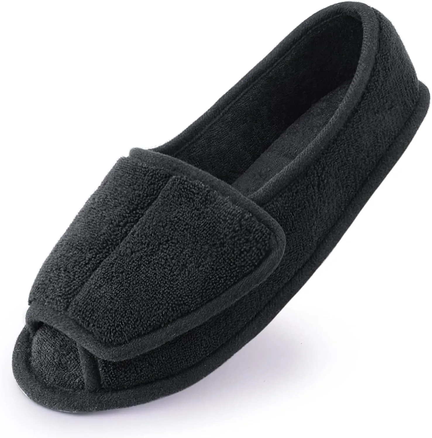 Git-up Diabetic Slippers for Women Memory Foam Arthritis Edema Adjustable Open Toe Swollen Feet Slippers Bedroom House Indoor Outdoor Shoes with Rubber Sole