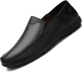 Go Tour Men's Premium Genuine Leather Casual Slip on Loafers Breathable Driving Shoes Fashion Slipper