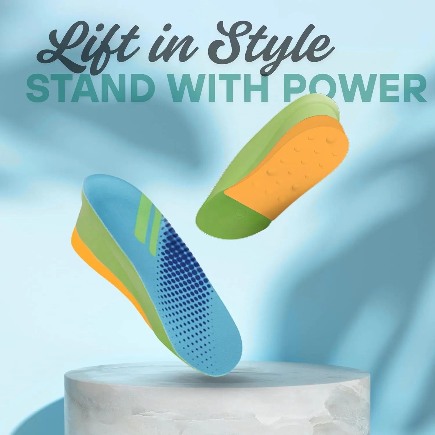 Height Increase Insoles, Cushioned 2 Layer Shoe Insole 4 Inch Height Lift Shoes Insert for Men and Women L (Men 8-10/Women 10.5-12.5)