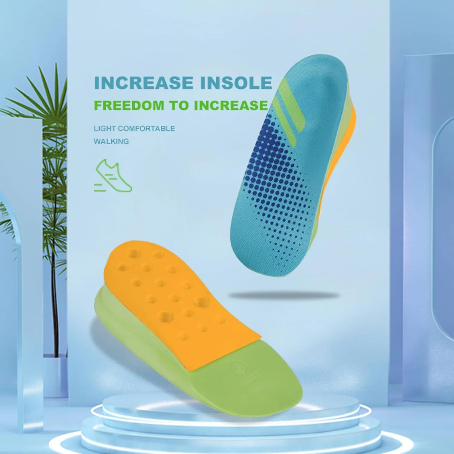 Height Increase Insoles, Cushioned 2 Layer Shoe Insole 4 Inch Height Lift Shoes Insert for Men and Women L (Men 8-10/Women 10.5-12.5)