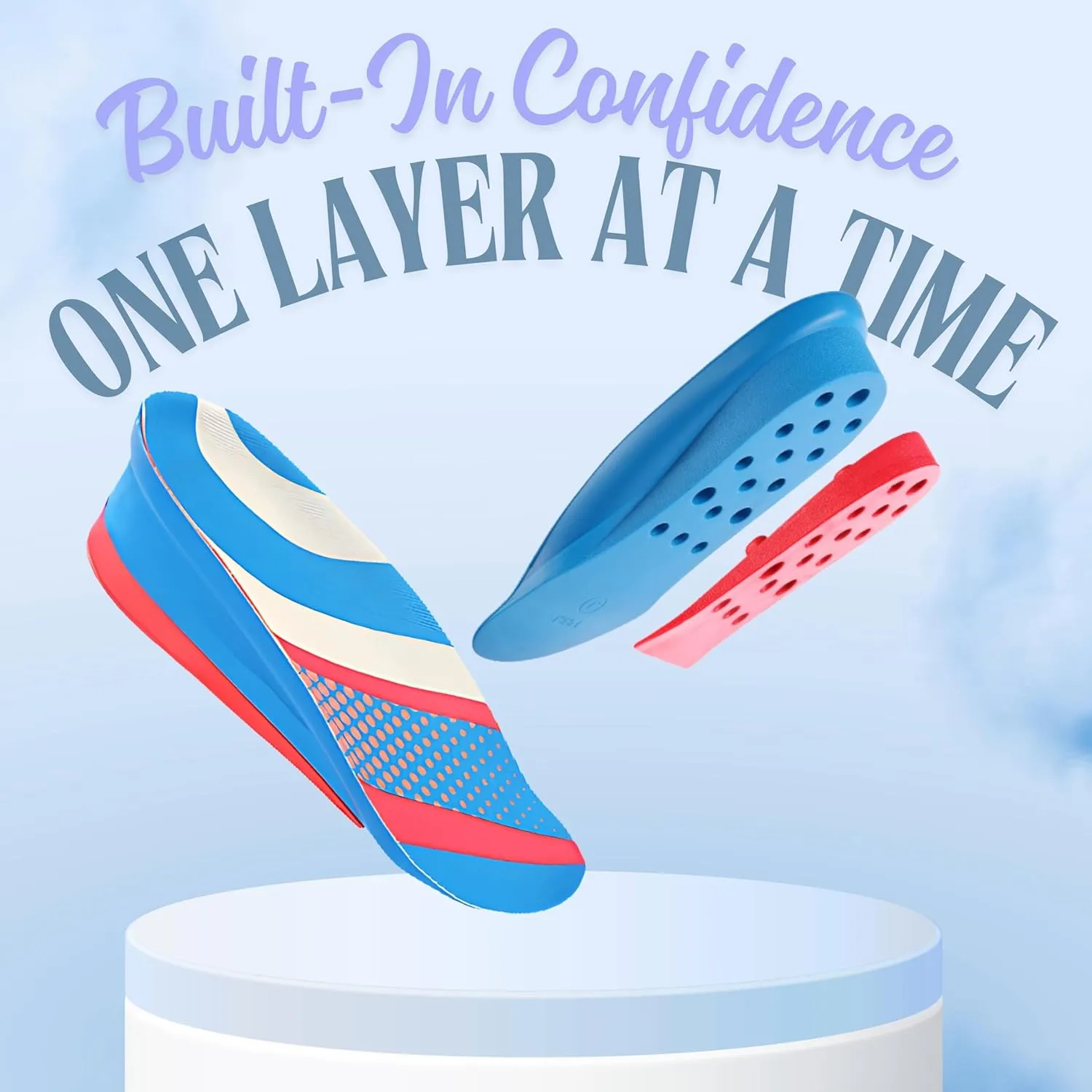 Height Increase Insoles, Cushioned 2 Layer Shoe Insole 4 Inch Height Lift Shoes Insert for Men and Women L (Men 8-10/Women 10.5-12.5)