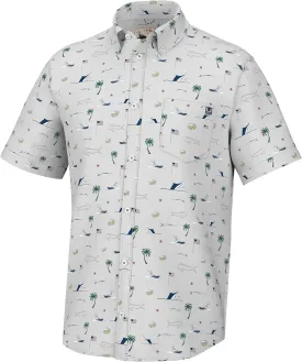 HUK Men's Kc Scott Patterned Kona, Performance Button Down Shirt