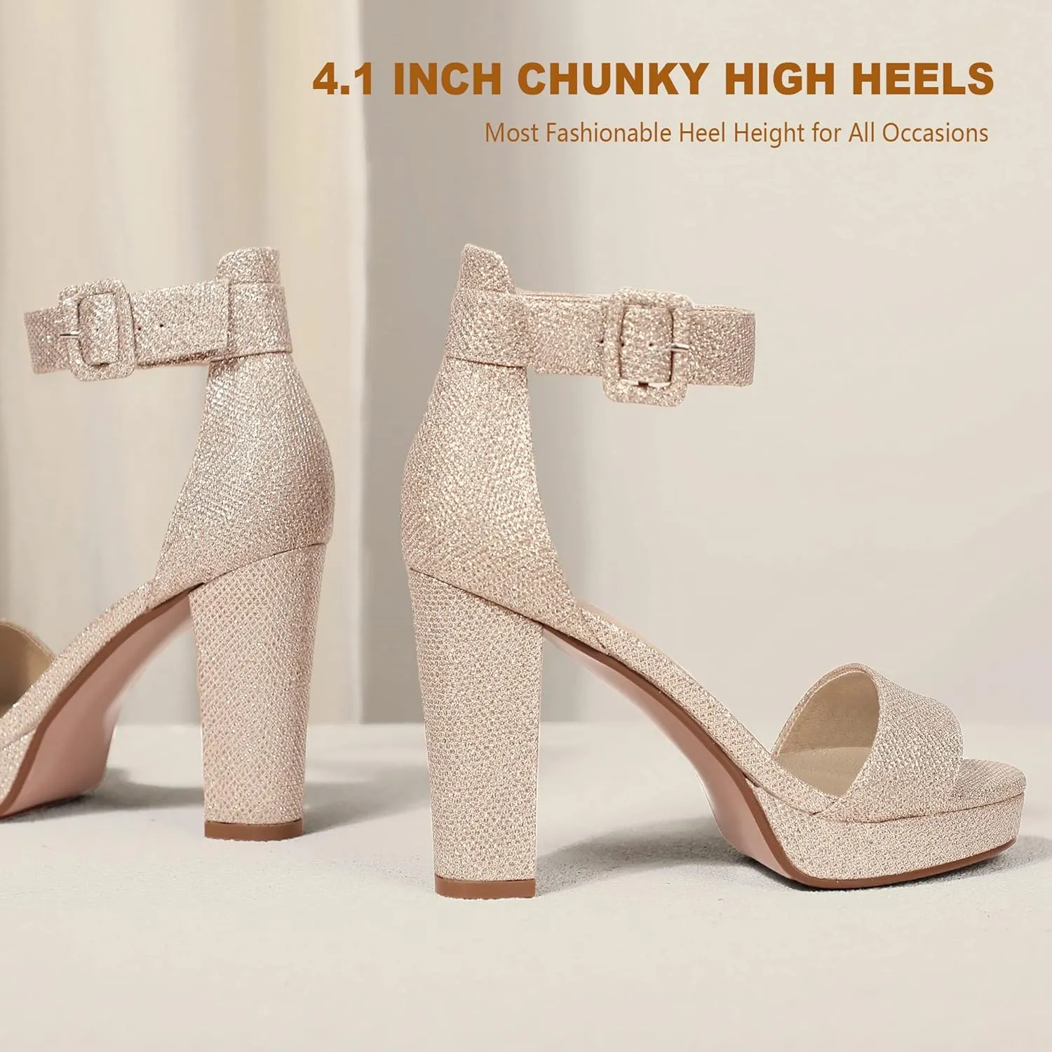 IDIFU Women's IN4 Sabrina Platform Chunky High Heels Ankle Strap Heeled Sandals Wedding Party Dress Shoes
