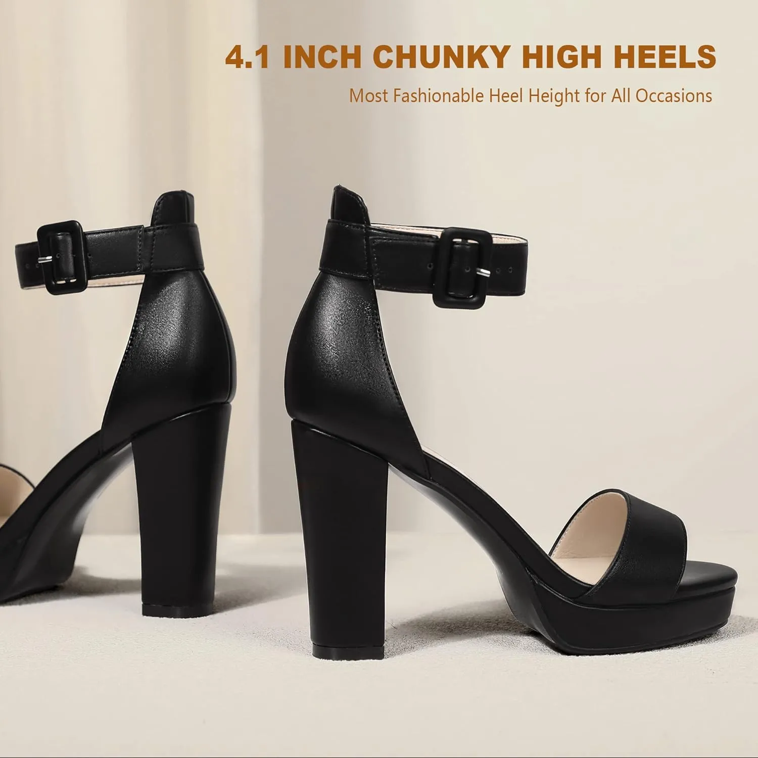 IDIFU Women's IN4 Sabrina Platform Chunky High Heels Ankle Strap Heeled Sandals Wedding Party Dress Shoes