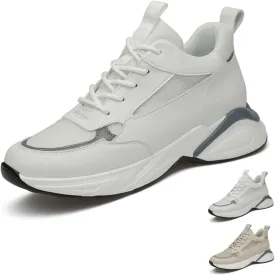 Invisible Height Increasing Elevator Shoes for Men 2.36" Height-Boosting Fashion Outdoors Running Sports Shoes Breathable Lace up Walking Shoes Driving Casual Sneakers