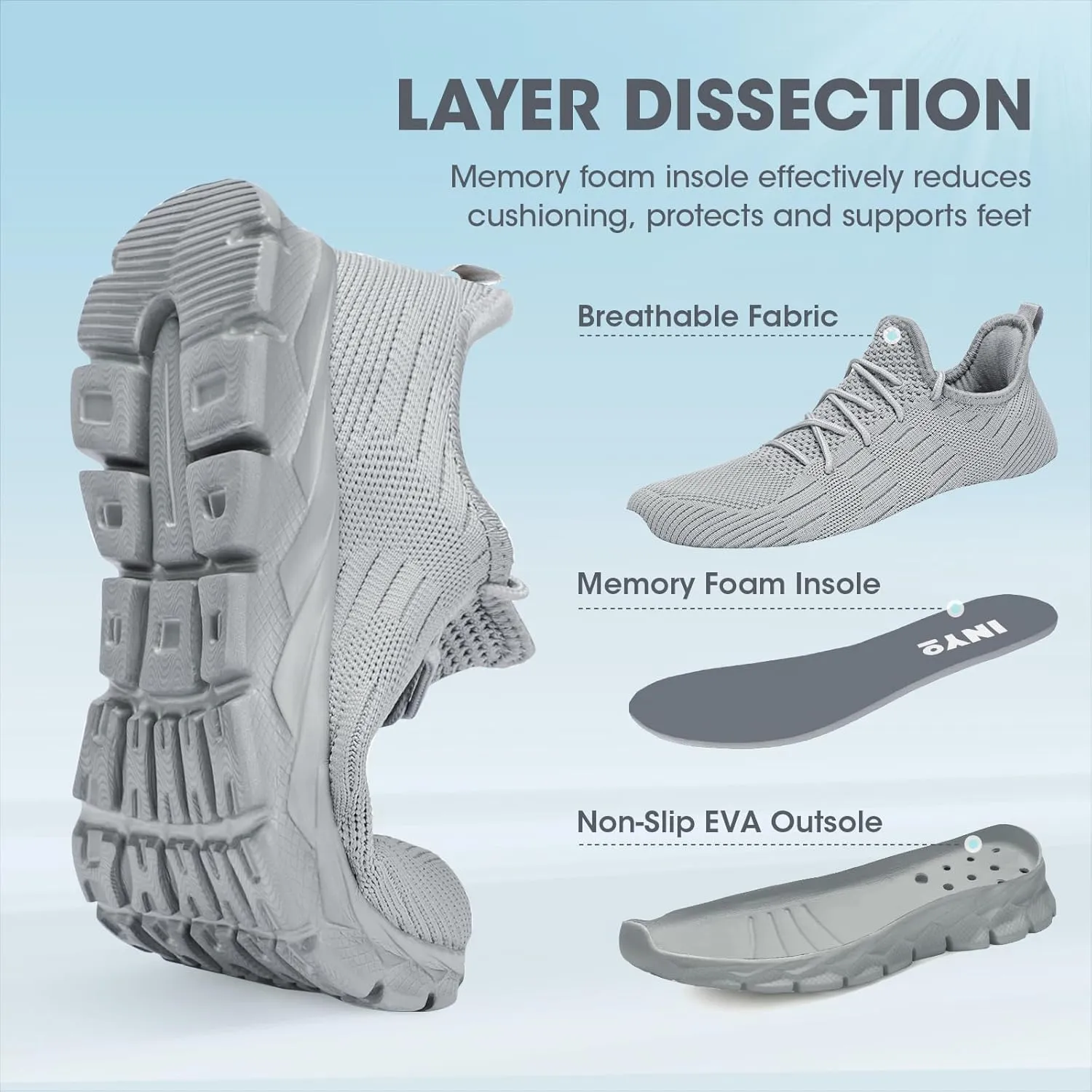 INYO Womens Tennis Shoes Casual Gym Workout Walking Shoes Lightweight Breathable Sneakers Non Slip Running Shoes for Women