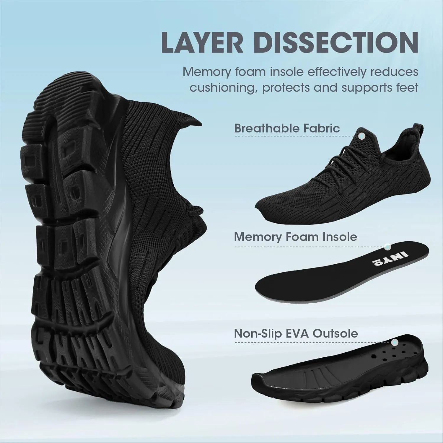 INYO Womens Tennis Shoes Casual Gym Workout Walking Shoes Lightweight Breathable Sneakers Non Slip Running Shoes for Women