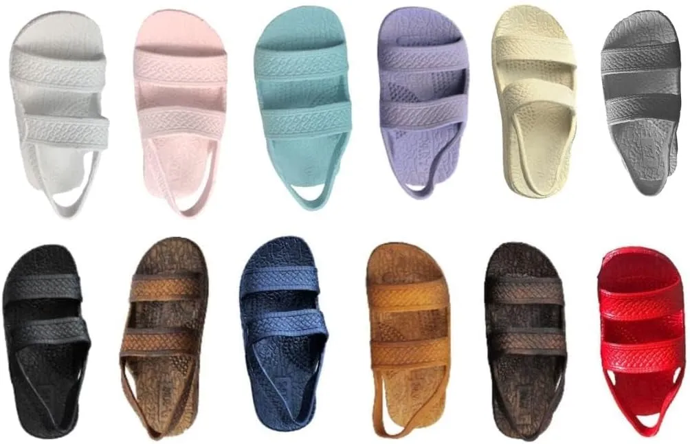 J-Slips Toddler Sandals with Back Strap - Comfortable Boys and Girls Jesus Jandals for Beach and Summer - Waterproof Hawaiian Slides in 12 Colors, Sandalias