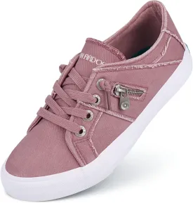 JENN ARDOR Women Sneakers Low Top Slip On Fashion Shoes Lace up Canvas Flats Walking Running Shoes