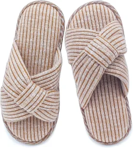 Jerzmy Cross Bow Slippers for Women, Comfy Memory Foam Woman House Slippers Cozy Cushioned Ladies Home Shoes Bedroom Indoor Kitchen