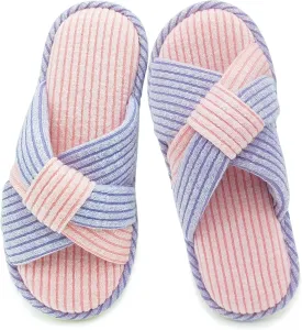 Jerzmy Crossband Slippers for Women, Cute Memory Foam Woman House Slippers Cozy Cushioned Ladies Home Shoes for Bedroom Indoor