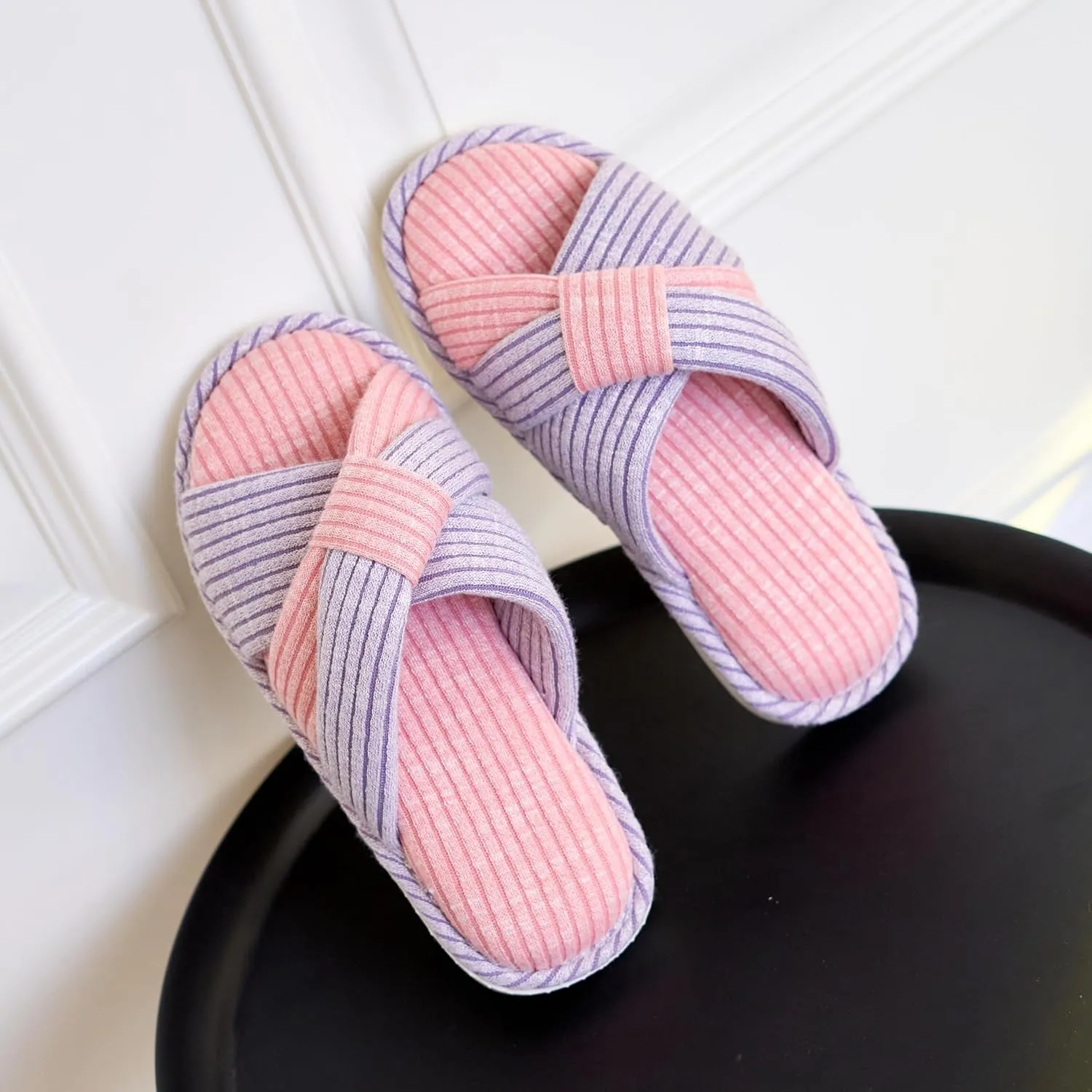 Jerzmy Crossband Slippers for Women, Cute Memory Foam Woman House Slippers Cozy Cushioned Ladies Home Shoes for Bedroom Indoor