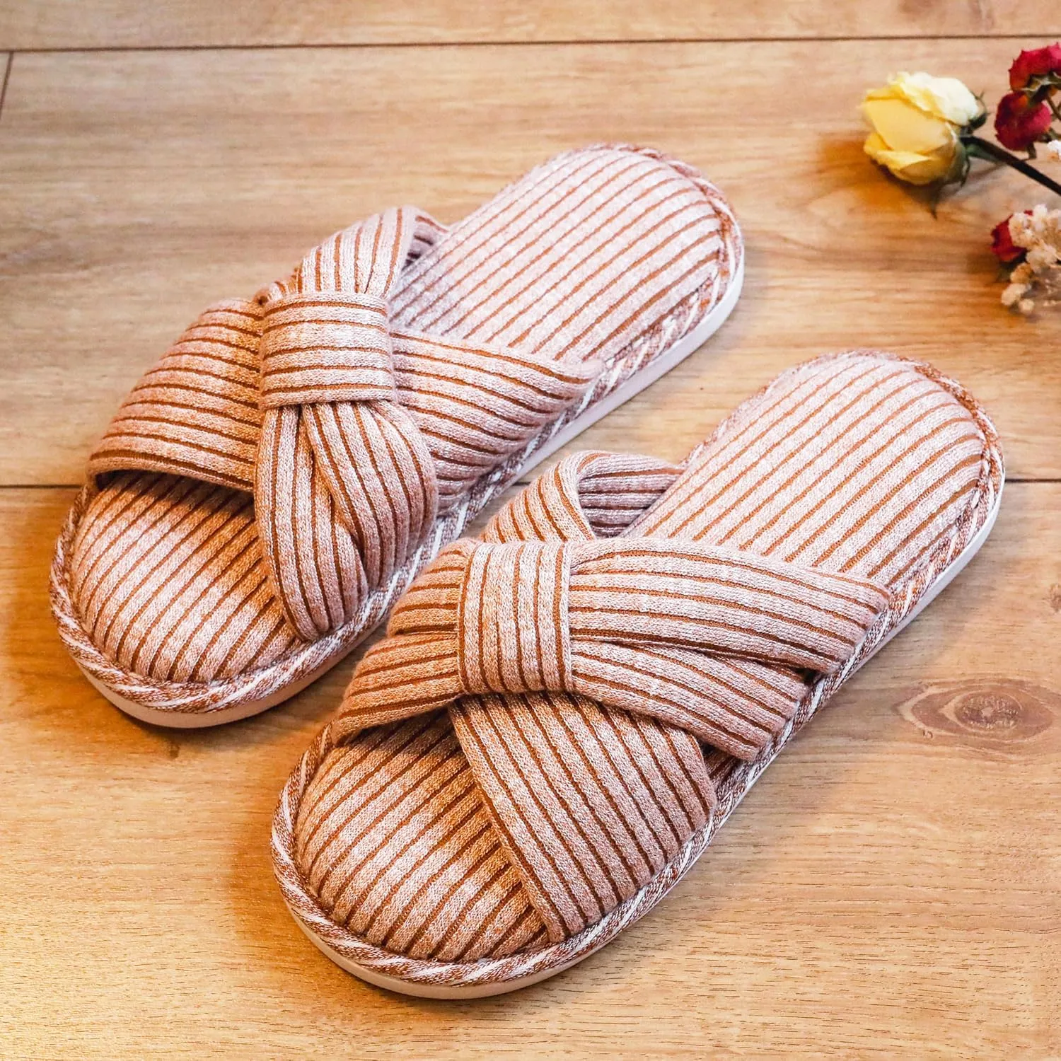 Jerzmy Crossband Slippers for Women, Cute Memory Foam Woman House Slippers Cozy Cushioned Ladies Home Shoes for Bedroom Indoor