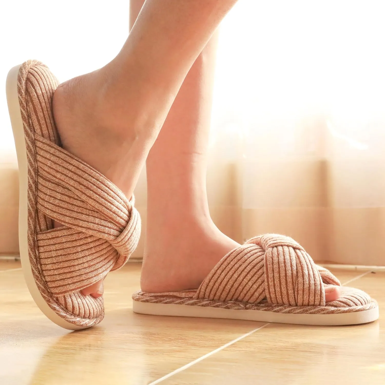 Jerzmy Crossband Slippers for Women, Cute Memory Foam Woman House Slippers Cozy Cushioned Ladies Home Shoes for Bedroom Indoor