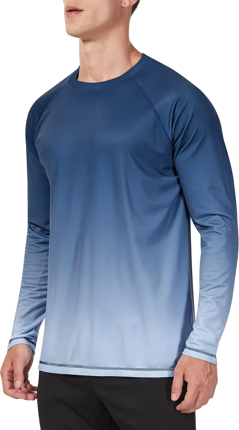 KPSUN Mens Swim Shirts UPF 50  Rash Guard Long Sleeve Sun UV Protection Beach Shirts Quick Dry Fishing T-Shirt