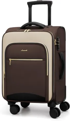 LOVEVOOK Carry On Luggage 22x14x9 Airline Approved, 20 Inch Softside Suitcases with Wheels, Lightweight Spinner Carry on Suitcase with TSA Lock, Water-Resistant Large Capacity Luggage for Travel