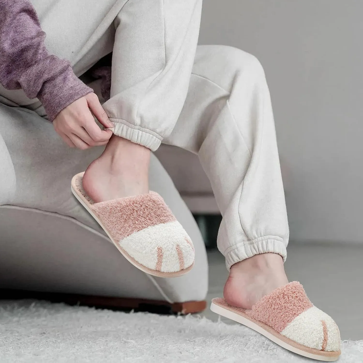 MAXTOP Women's Cat Paw Cozy Slippers Warm Gifts for Women Men with Memory Foam Trendy Cute Fuzzy Winter House Shoes Indoor Outdoor