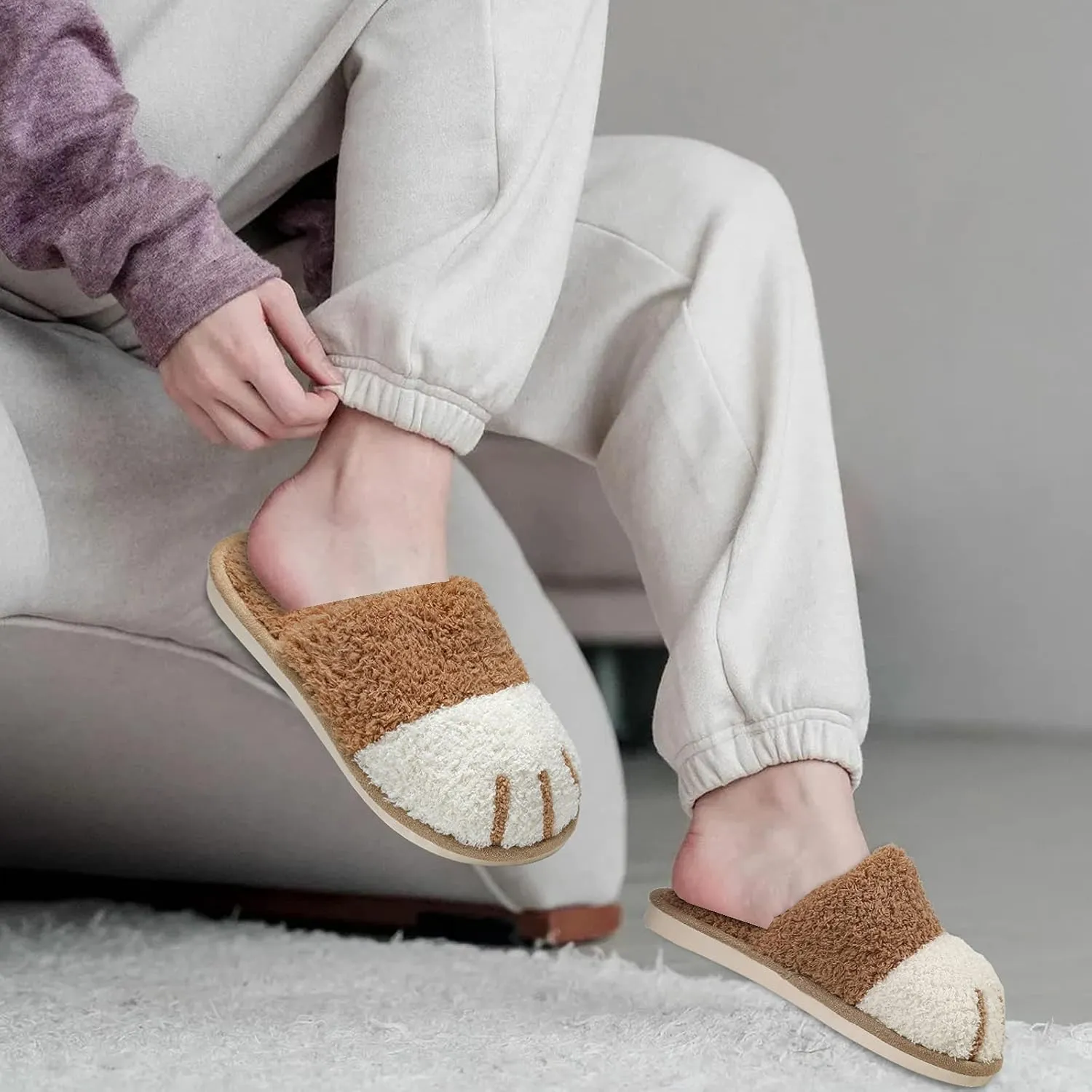 MAXTOP Women's Cat Paw Cozy Slippers Warm Gifts for Women Men with Memory Foam Trendy Cute Fuzzy Winter House Shoes Indoor Outdoor