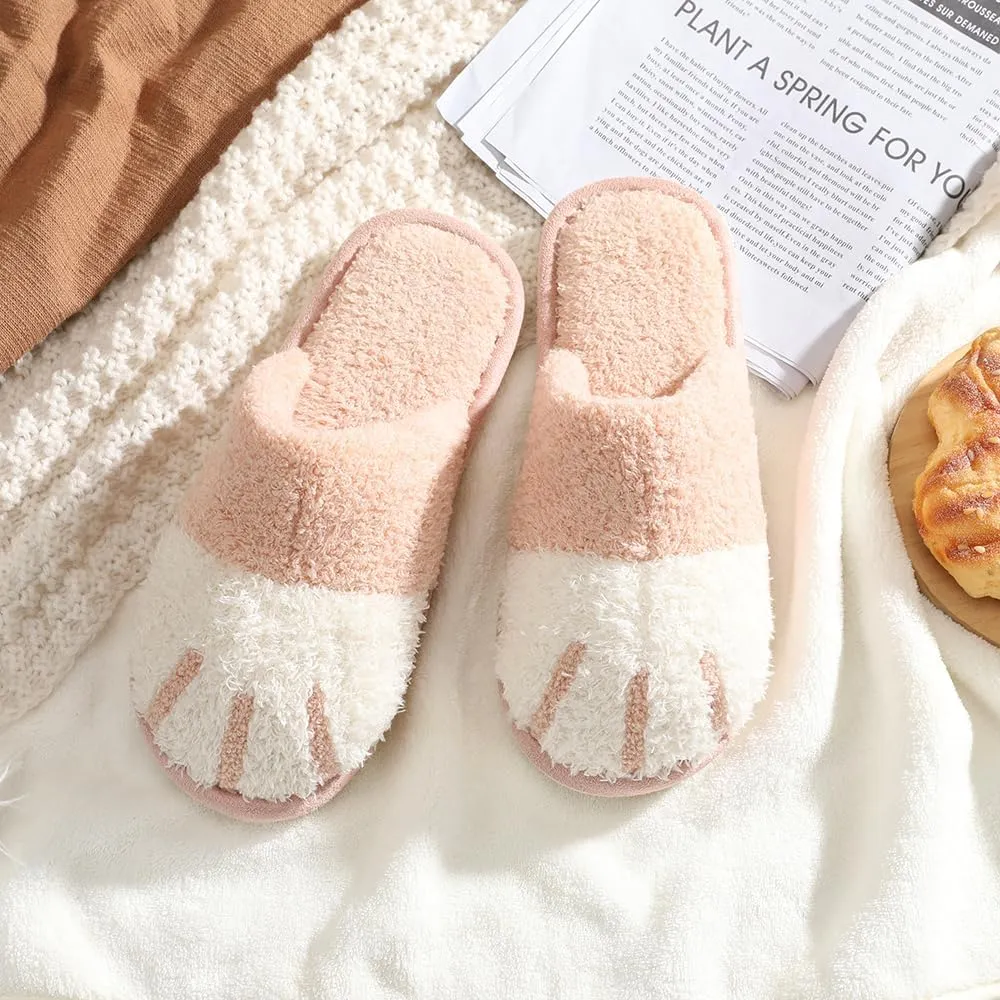 MAXTOP Women's Cat Paw Cozy Slippers Warm Gifts for Women Men with Memory Foam Trendy Cute Fuzzy Winter House Shoes Indoor Outdoor