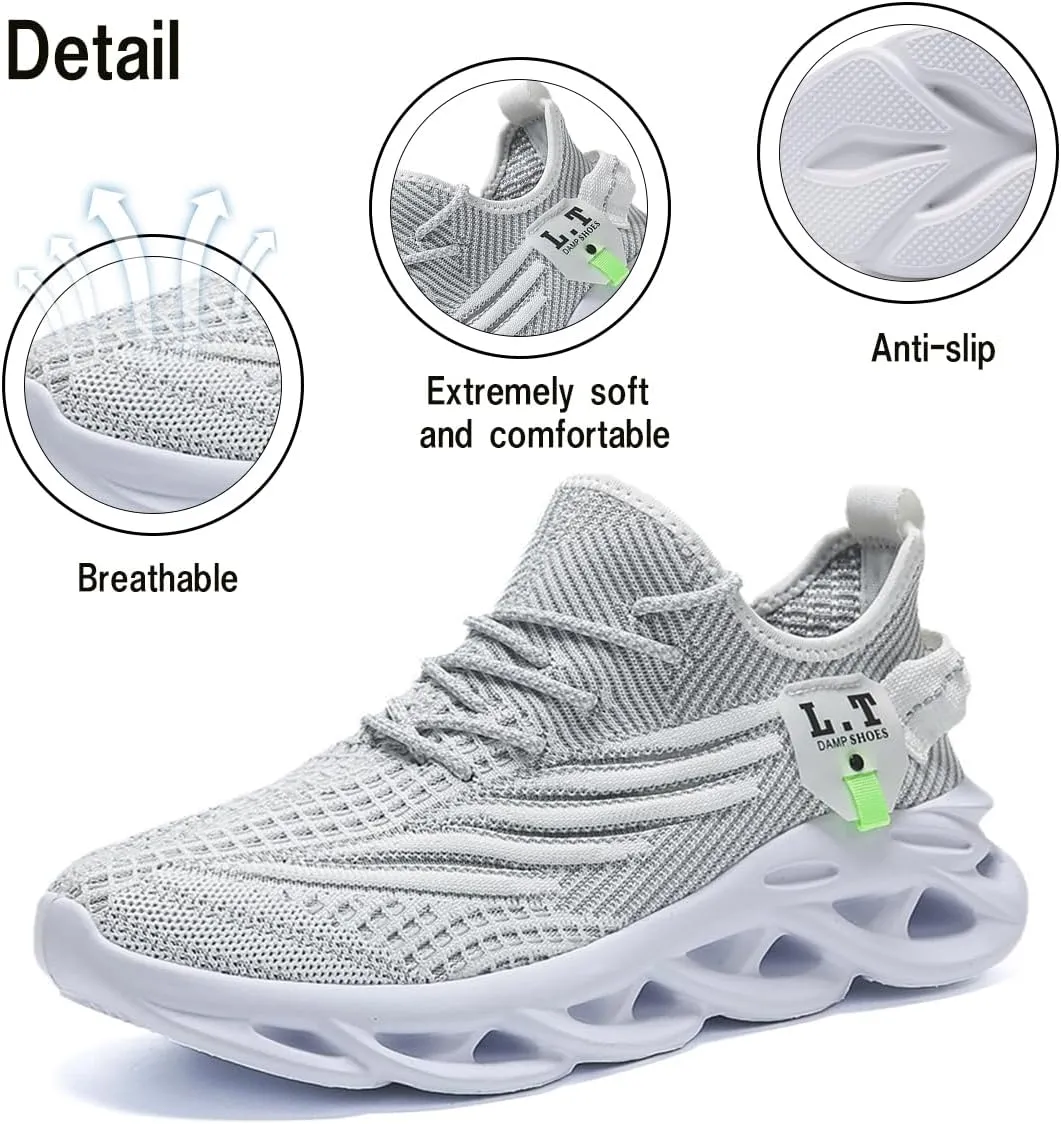 Men Running Shoes Men's Tennis Shoes Lightweight Breathable Fashion Sneakers Non Slip Workout Gym Shoes for Running Black