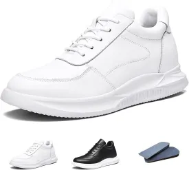 Men's Height Increasing Shoes 2.36'' Taller Leather Lace up Men's Invisible Height Elevator Sneakers Height-Boosting Formal Dress Walking Shoes
