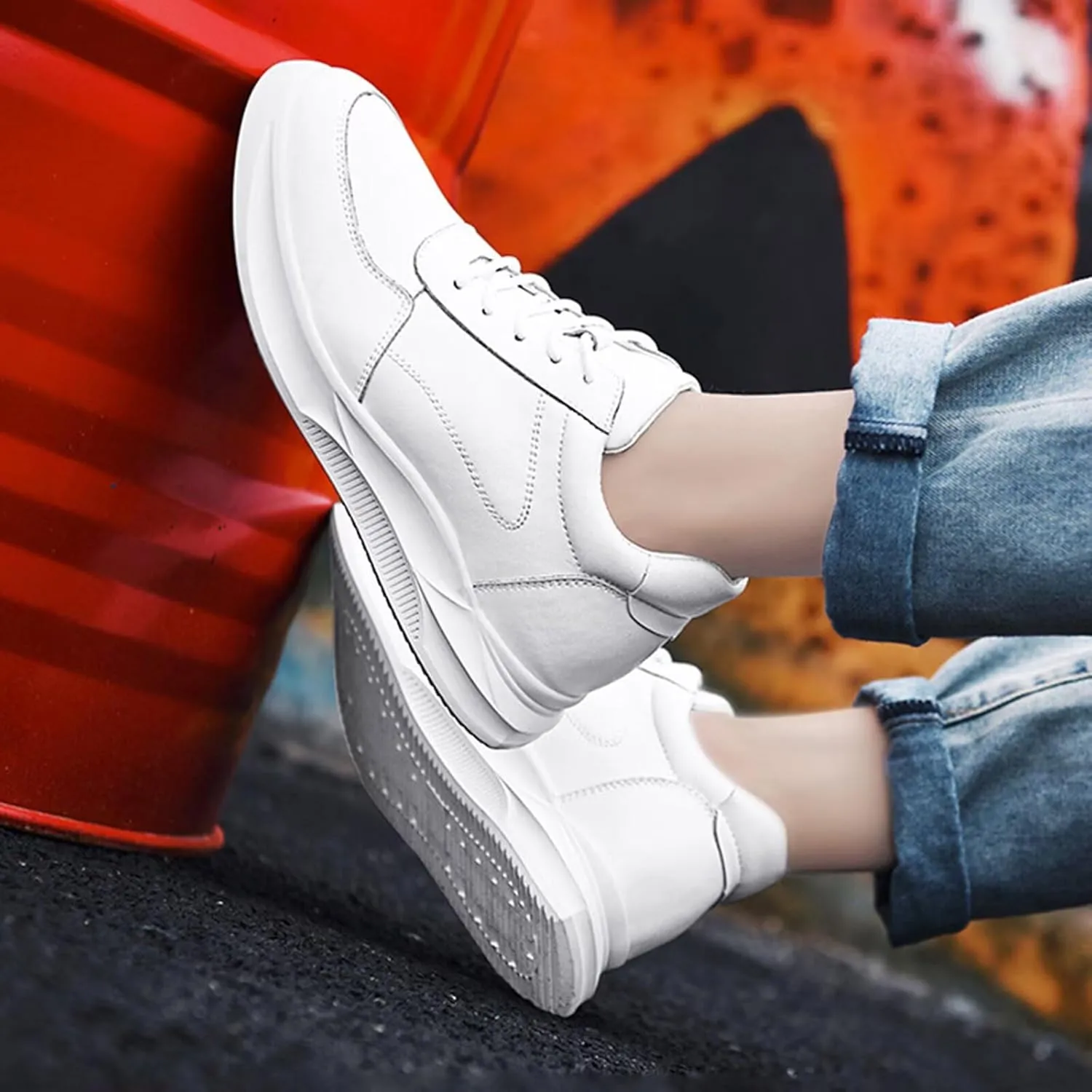 Men's Height Increasing Shoes 2.36'' Taller Leather Lace up Men's Invisible Height Elevator Sneakers Height-Boosting Formal Dress Walking Shoes