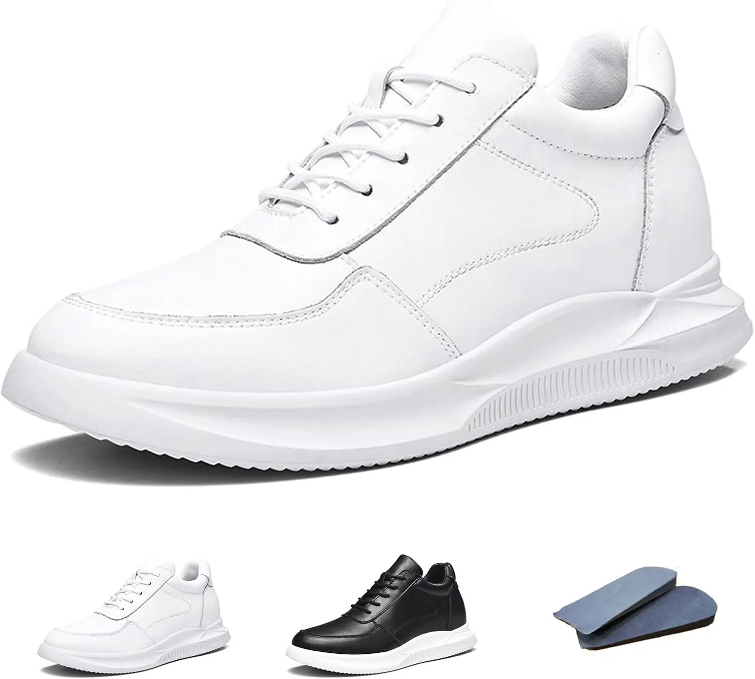 Men's Height Increasing Shoes 2.36'' Taller Leather Lace up Men's Invisible Height Elevator Sneakers Height-Boosting Formal Dress Walking Shoes