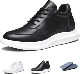 Men's Height Increasing Shoes 2.36'' Taller Leather Lace up Men's Invisible Height Elevator Sneakers Height-Boosting Formal Dress Walking Shoes