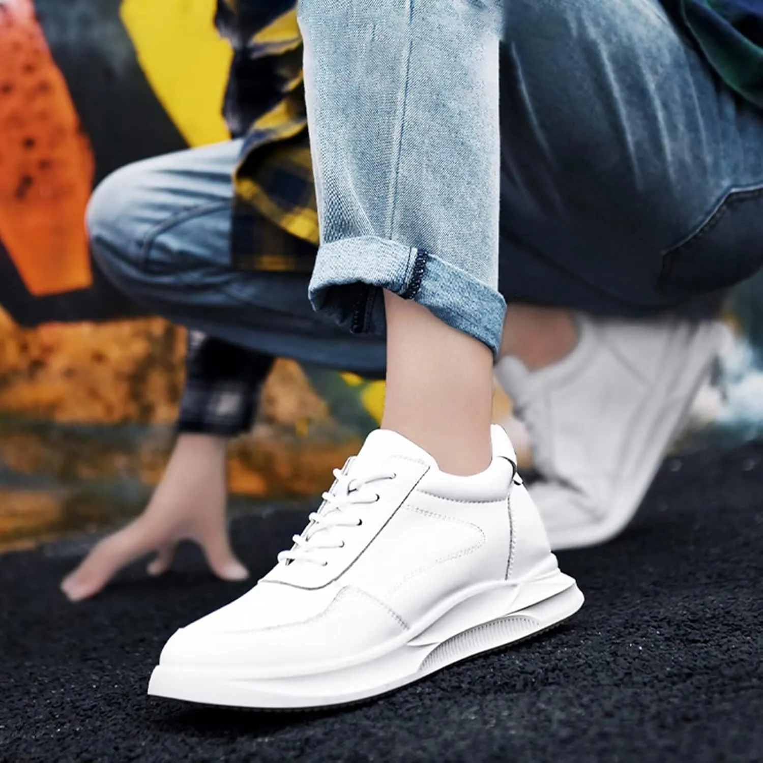 Men's Height Increasing Shoes 2.36'' Taller Leather Lace up Men's Invisible Height Elevator Sneakers Height-Boosting Formal Dress Walking Shoes